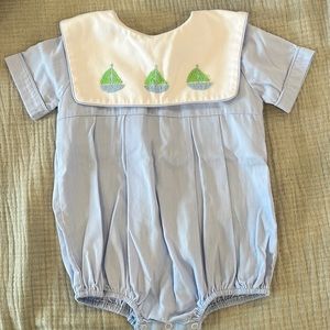 Cecil & Lou precious baby boy bubble with embroidered sailboats. EUC